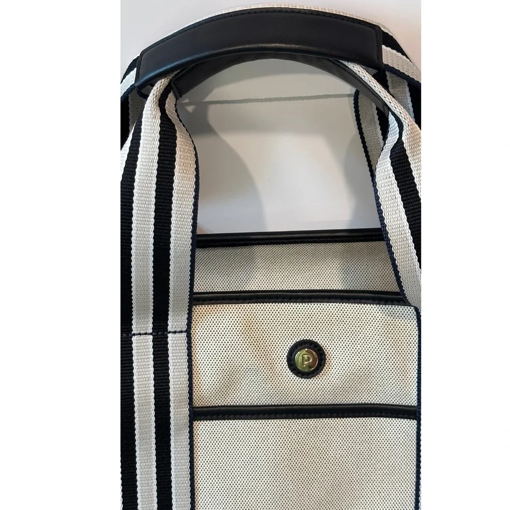 Paravel Cabana Tote Cream Navy Canvas Striped Crossbody Handbag Medium